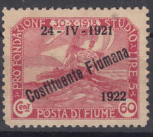 Italy Occupation WWI, Fiume 1922 Constituente Fiumana Sassone#184 Mi#148 Mint Hinged - Fiume