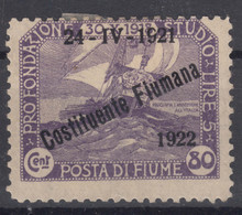 Italy Occupation WWI, Fiume 1922 Constituente Fiumana Sassone#185 Mi#149 Mint Hinged - Fiume