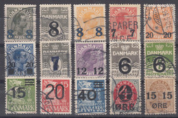 Denmark Overprint Stamps From Different Years, 1904,1921,1926,1940 Used - Gebraucht