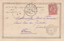 PORT-SAID CP 1903 Cachet Maritime Marseille à La Réunion LV N° 4 Eaxtern Exchauge - Lettres & Documents