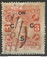 Cochin - 1918 Rama Varma II Official 3a Used    SG O18  Sc O19 - Cochin