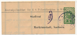 AUTRICHE - Bande Pour Journaux 5 Heller - Zentralpolizeiblatt Der D. ö Polizeidirection In Wien - 1919 - Andere & Zonder Classificatie