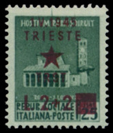 TRIESTE OCC. JUGOSLAVA 1945 2 L. + 2 L. SOPRASTAMPA SPOSTATA IN ALTO (Sass. 7c) MLH * - Ocu. Yugoslava: Trieste