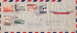 25776# ISLANDE POSTE AERIENNE PREMIER JOUR FDC REYKJAVIK 18 AOUT 1947 THINGVELLIR ISAFJORDUR AKUREYRI THYRILL STRANDATIN - Airmail