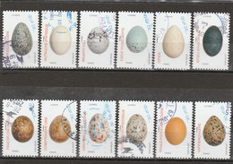 FRANCE 2020 SERIE COMPLETE TIMBRES ADHESIFS OEUFS D OISEAUX OBLITERE ROND YT 1839 A 1850 - Adhesive Stamps