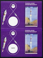 Nagaland 1969 The Moon Programme 1ch25 M/sheet X 2, Both Perf At Left Only (imperf On 3 Sides), One With 'Earth' Omitted - Local Issues