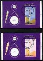 Nagaland 1969 The Moon Programme 1ch25 M/sheet Opt'd 'Lunar Landing Apollo 11' Imperf Proof With Blue Omitted Plus Norma - Local Issues