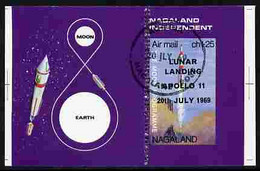 Nagaland 1969 The Moon Programme 1ch25 M/sheet Opt'd 'Lunar Landing Apollo 11' Proof With Double Row Of Perfs At Left On - Local Issues