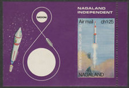 Nagaland 1969 The Moon Programme 1ch25 M/sheet Perf On One Side Only AND With 'Earth' Omitted, A Nice Double Variety U/m - Local Issues