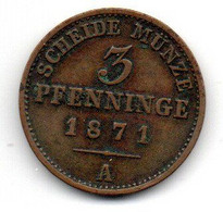 Prusse -  3 Pfenninge 1871 A  -  TB+ - Petites Monnaies & Autres Subdivisions