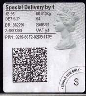GB 2021 QE2 £8.95 Special Delivery By 1pm Postage Label ( L1091 ) - ...-1840 Préphilatélie