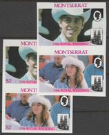 Montserrat 1986 Royal Wedding $2 Imperf Se-tenant Pair With Value Omitted, Plus Normal  Imperf Pair, Both U/m, SG 693ava - Montserrat