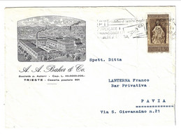 1961 Lettera Da Trieste Per Pavia. Busta Pubblcitaria A.A.Backer And Co. - 1961-70: Marcophilia