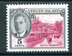 British Virgin Islands 1952 KGVI Pictorials - 5c Cattle Industry MNH (SG 140) - British Virgin Islands