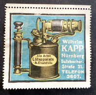 Werbemarke Cinderella Poster Stamp Kapp Lötapparate Nürnberg  #Werbe2157 - Erinnofilia