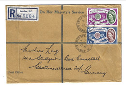1960 Registerd Cover With CONFERENCE Of EUROPEAN POSTAL & TELECOMUNICATIONS From London To Germany - Covers & Documents