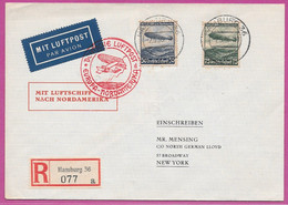 CONDOR ZEPPELIN LZ 129 HINDENBURG 1936 DEUTSCHE LUFTPOST Europa Nordamerika Luftschiff Germany USA Registered Air Cover - Vliegtuigen