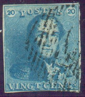 N°2 - Epaulette 20 Centimes Bleue, Margée, Oblitération RURALE - 18634 - 1849 Hombreras