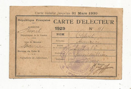 Carte D'électeur , 1929 ,BENET , Vendée - Unclassified