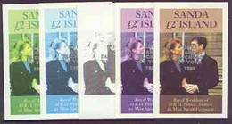 Sanda Island 1986 Royal Wedding Imperf Deluxe Sheet (£2 Value) Opt'd Duke & Duchess Of York In Silver, Progressive Proof - Local Issues