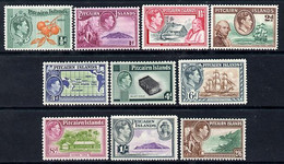 Pitcairn Islands 1940-51 KG6 Definitive Set Complete 10 Values Incl Scarce 4d & 8d Values All U/m, SG 1-8 - Pitcairn Islands