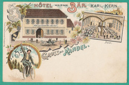Allemagne GRUSS AUS KANDEL- LITHO Hotel Weisser BAR Karl Kern - Kandel