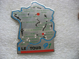 Pin's à 2 Attaches, Plan Du Tour De France 1991 - Cyclisme