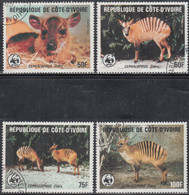 IVORY COAST, COTE D'IVOIRE 1985 Fauna, Animals Threatened Extinction,WWF. Comp Set 4v, Fine Used(o) - Gebruikt