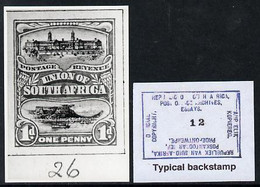 South Africa 1926-27 Issue B&W Photograph Of Original 1d Pictorial Essay Inscribed In English, Approximately Twice Stamp - Singapore (1959-...)