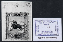 South Africa 1926-27 Issue Public Works Dept B&W Photograph Of Original 4d Wildebeest Essay Inscribed In English, Approx - Local Issues