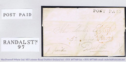 Ireland Antrim 1834 Linear POST PAID Of Randalstown In Black On Cover To Dublin Prepaid "1/8" Double - Prephilately