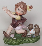 La Fille Au Chien Peint - Enfant - Robe Pinceau Peinture - STATUETTE - Bon état - 14 / Vers 1990 - Sonstige & Ohne Zuordnung