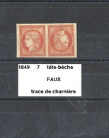 Paire Tête Bêche Neuf*  Y&T N° 7 Vermillon FAUX - 1849-1850 Cérès