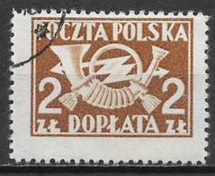 Poland 1946. Scott #J107 (U) Post Horn With Thunderbolts - Impuestos