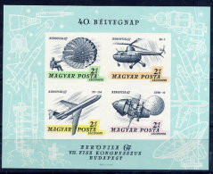 HUNGARY 1967 AEROFILA Exhibition Imperforate Block MNH / **.  Michel Block 59B - Blocs-feuillets