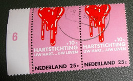 Nederland - NVPH - 976 - 1970 - Gebruikt - Cancelled - Hartstichting - Paar - Met Tab Links - Used Stamps