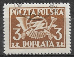 Poland 1946. Scott #J108 (U) Post Horn With Thunderbolts - Strafport