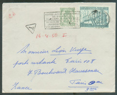 N°713A-772 - Affr. Composé à 6Fr80 Obl. Mécan. BRUXELLES 1 s/L.  Du 17-4-1950 Vers Paris Et Taxée à 10 Francs Par T-TX F - 1948 Exportation