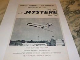 ANCIENNE PUBLICITE AVION MYSTERE 20 ET DASSAULT 1963 - Pubblicità