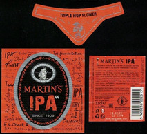 Belgique Lot 3 Étiquettes Bière Beer Labels Martin's IPA Triple Hop Flower - Beer