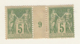 FRANCE N°106 TYPE SAGE1898-1900 5Cts  VERT JAUNE (II) -PAIRE AVEC MILLESIME (9) /  NEUF  AVEC CHARNIERE - 1898-1900 Sage (Tipo III)