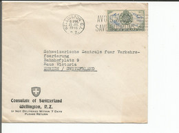 New-Zélande, Lettre Wellington - Zürich Suisse (25.7.1946) - Cartas & Documentos