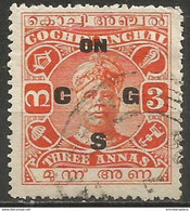 Cochin - 1921 Rama Varma II Official 3a  Used     Sc O33 - Cochin