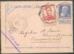 N°123 - 10 Cent. PELLENS En Affr. Compl. S/E.P. Carte-lettre 25 Cent. Grosse Barbe, Obl. Télégraphique ANTWERPEN 6 en EX - Briefkaarten 1909-1934