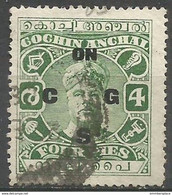 Cochin - 1923 Official 4p  Used     Sc O28 - Cochin