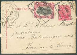 N°144 En Affr. Complémentaire Sur E.P. Carte-lettre Obl. Ferroviaire WARQUIGNIES en Exprès le 14-IV-1920 Vers Braine-le- - Letter-Cards