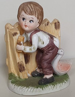 La Fille à L'éponge Et Au Canard - Enfant - Mur Bois - STATUETTE - Bon état - 25 / Vers 1990 - Sonstige & Ohne Zuordnung