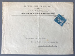 France N°192 Sur Enveloppe Cachet Administratif "VALDIVIA" Oblitérant -(tarif Du 16.7.1925)- Paquebot VALDIVIA - (B2297) - Maritime Post