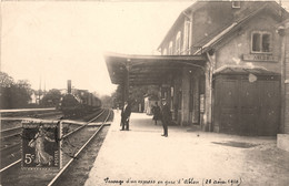 Ablon * Carte Photo * La Gare * Le Passage D'un Train Express * 28 Août 1910 * Train Locomotive * Ligne Chemin Fer - Ablon Sur Seine