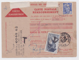 Contre Remboursement 1949 Pour Bethune Pas De Calais Taxé 20 F Avec Un N° 764 Oblitération Triangle Sans T - 1859-1959 Storia Postale